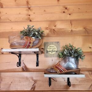 Nickels Soft Leather Tan Heel Strappy Sandals Multi Boho Slide On Shoes Size 7.5